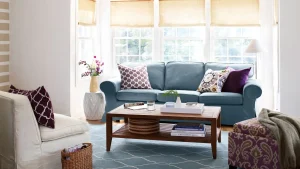 Modern looking home with coffee table and couch