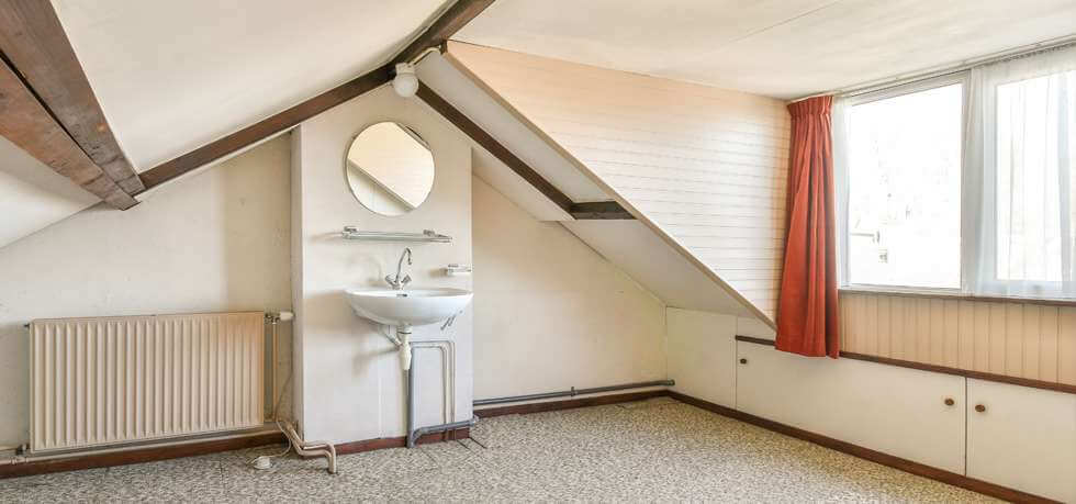 Upstairs attic with open curtains